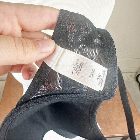 Victorias Secret Black Vintage Demi Tee Shirt Bra 34C 90s - Picture 6 of 7